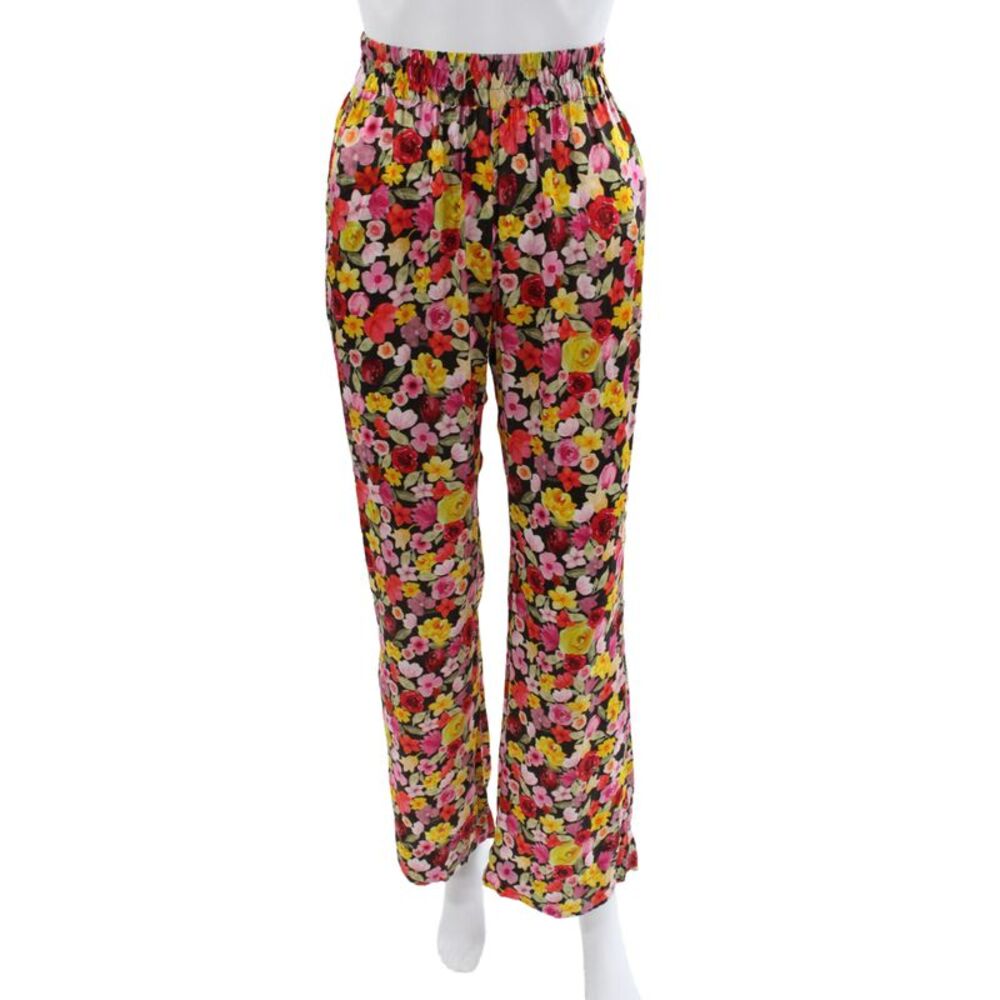 Ganni Women Cropped Floral Silk Multicolor Pants Size 32